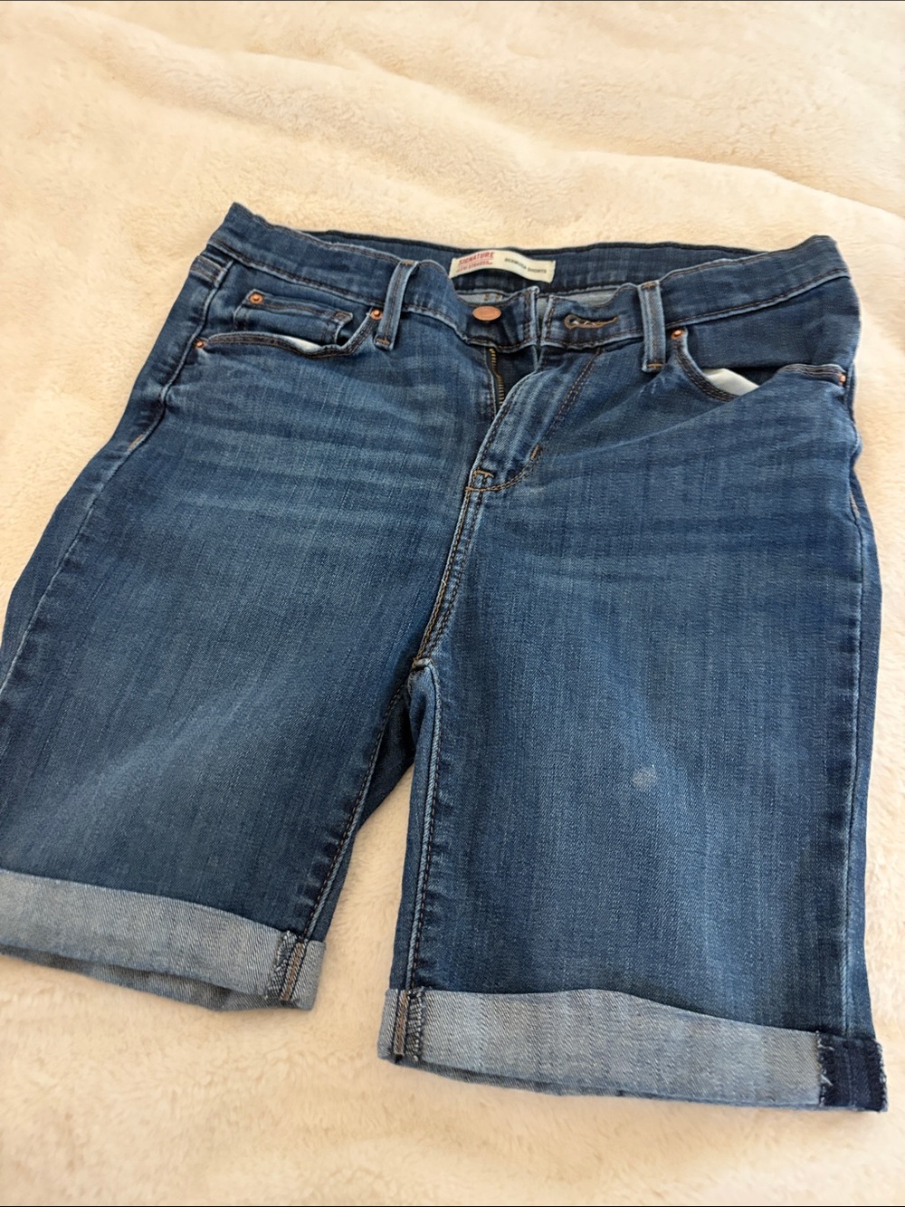 Signature by Levi Strauss Dark Blue Denim Bermuda Shorts